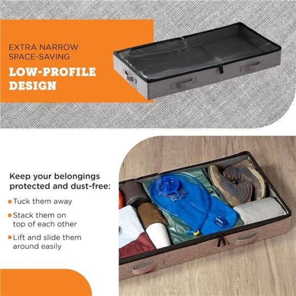 Under Bed Storage Containers, Low Profile Underbed Organizers with Sturdy Handle - Picture 3 of 7